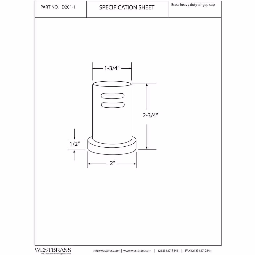 Westbrass 1-3/4 in. Heavy-Duty Skirted Brass Air Gap Cap Only in Satin Nickel
