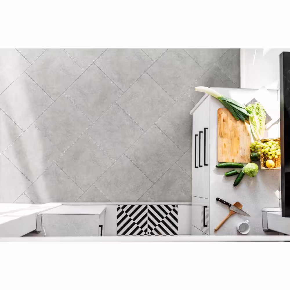 EMSER TILE Toledo Silver 17.28 in. x 17.28 in. Matte Stone Look Ceramic Floor & Wall Tile (16.58 sq. ft./Case)