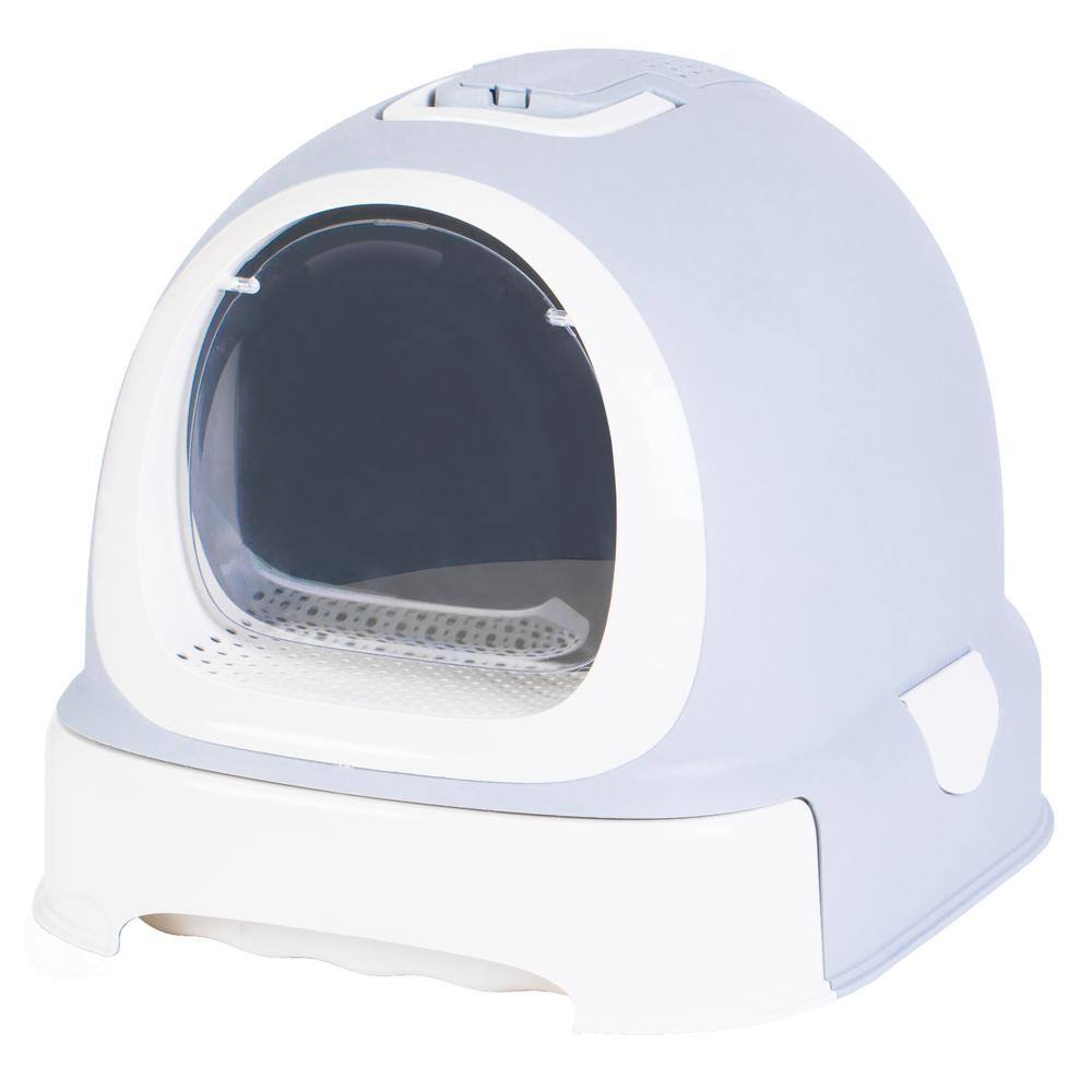 PAWSMARK Fully Enclosed Hooded Litter Pan with Front Entry Odor Close Door, Cat Litter Scoop Included
