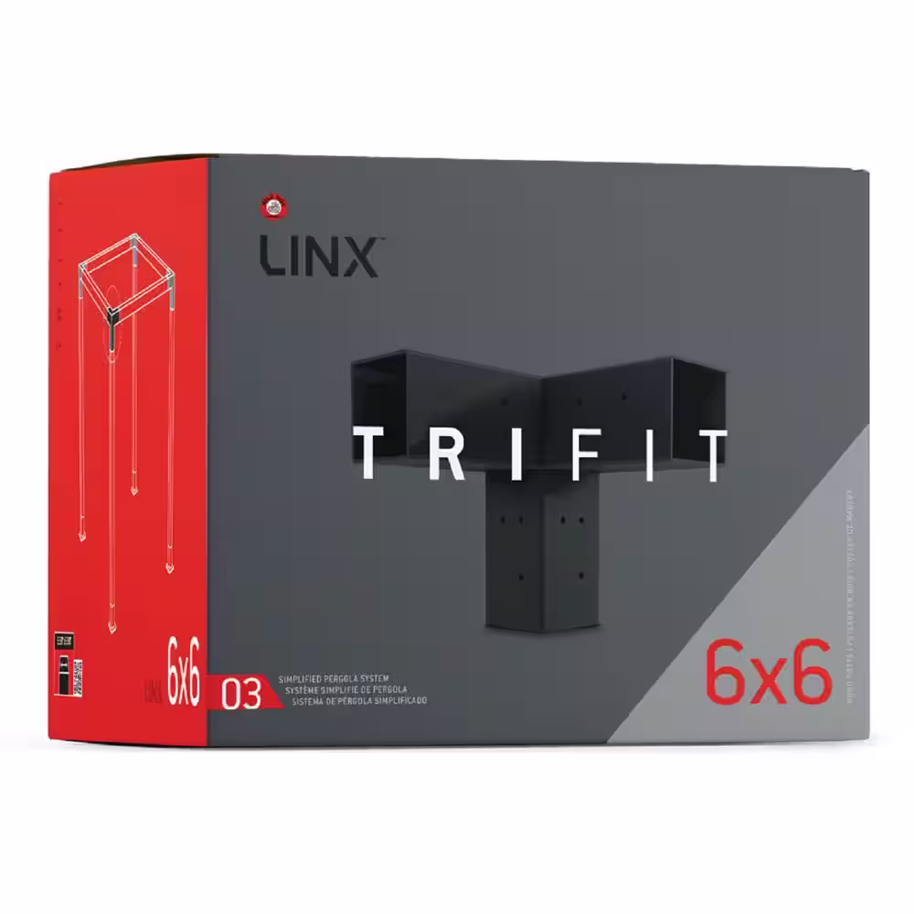WILD HOG LINX 6 in. TriFit Pergola Black Steel Corner Bracket for 6x6 Wood Posts (1-Pack)