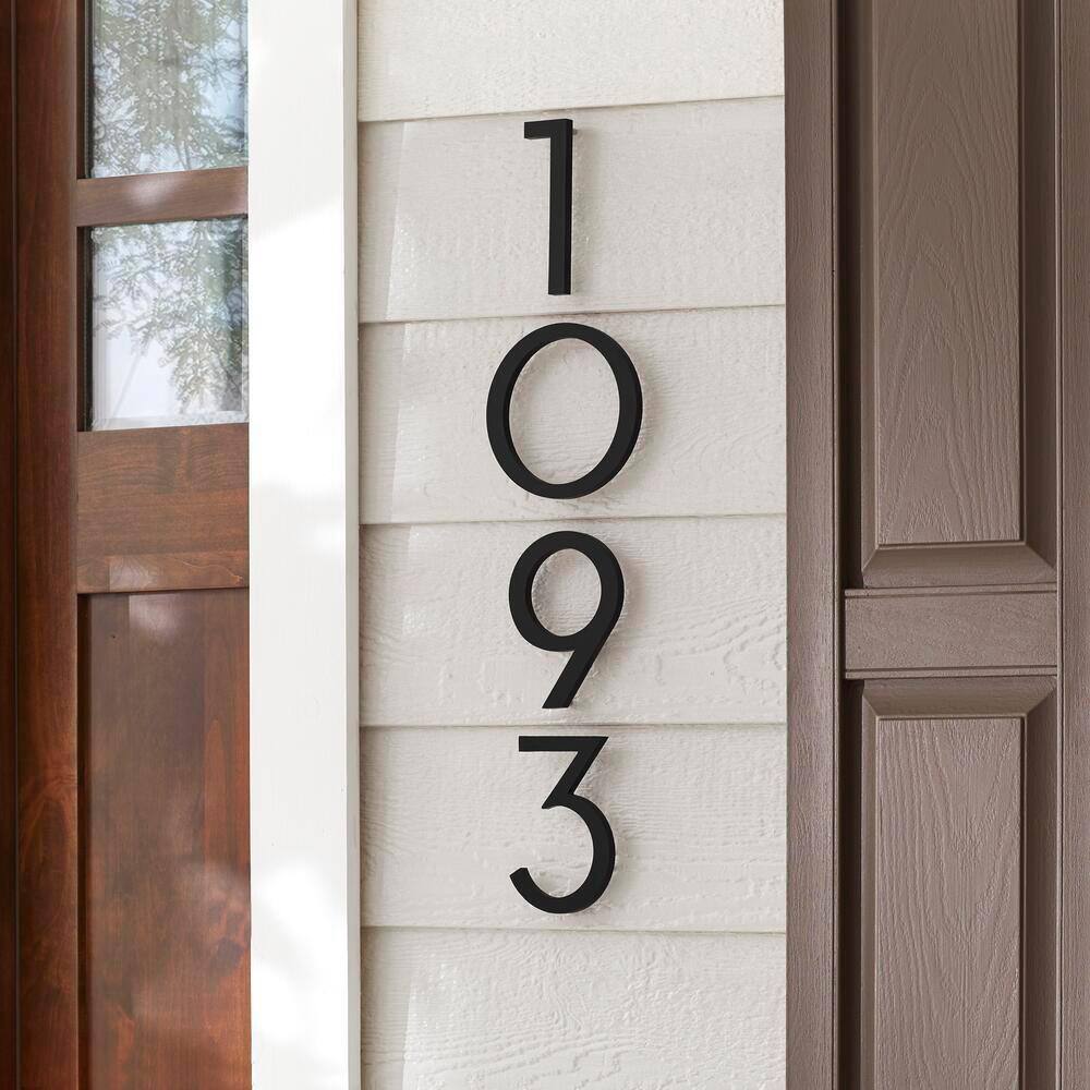 Everbilt 10 in. Matte Black Aluminum Floating or Flat Modern House Number 3