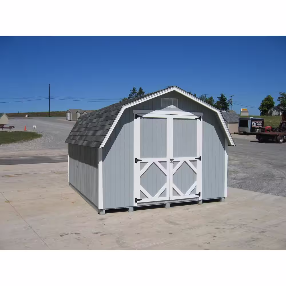 LITTLE COTTAGE CO. Classic Gambrel 12 ft. x 16 ft. Wood Storage Building DIY Kit with 4 ft. Sidewalls with Floor