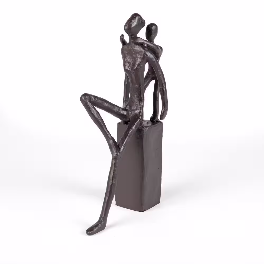 DANYA B 8.86 in. Playfullness Mother and Child Cast Iron Sculpture