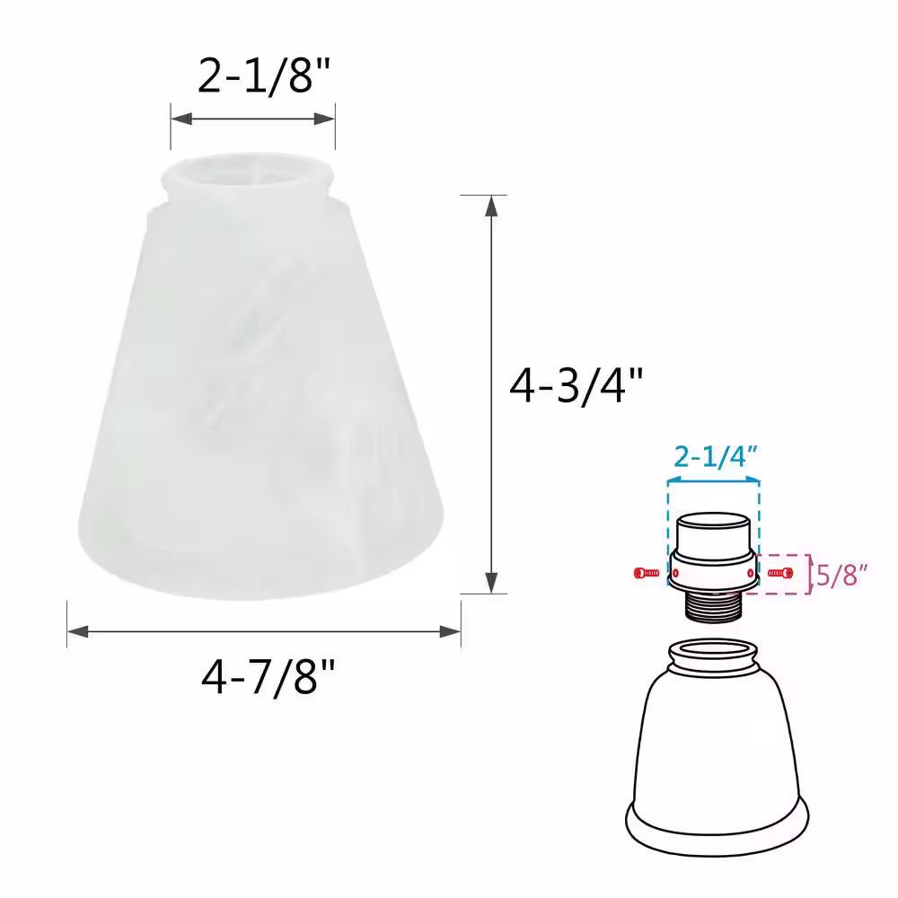 Aspen Creative Corporation 4-3/4 in. Frosted Ceiling Fan Replacement Glass Shade (4-Pack)