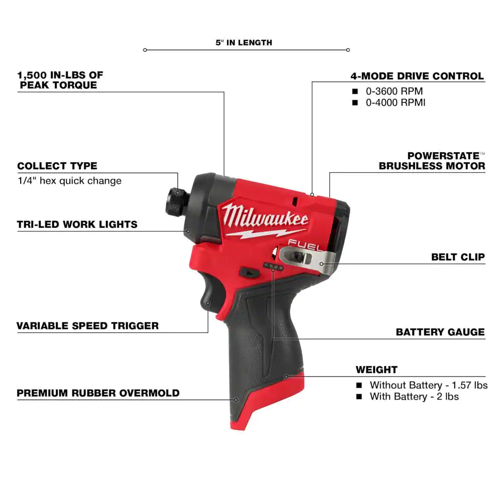 None M12 FUEL 12V Lithium-Ion Cordless 3/8 in. Ratchet and 1/4 in. Impact Driver Kit (2-Tool) w/Batteries, Charger & Bag