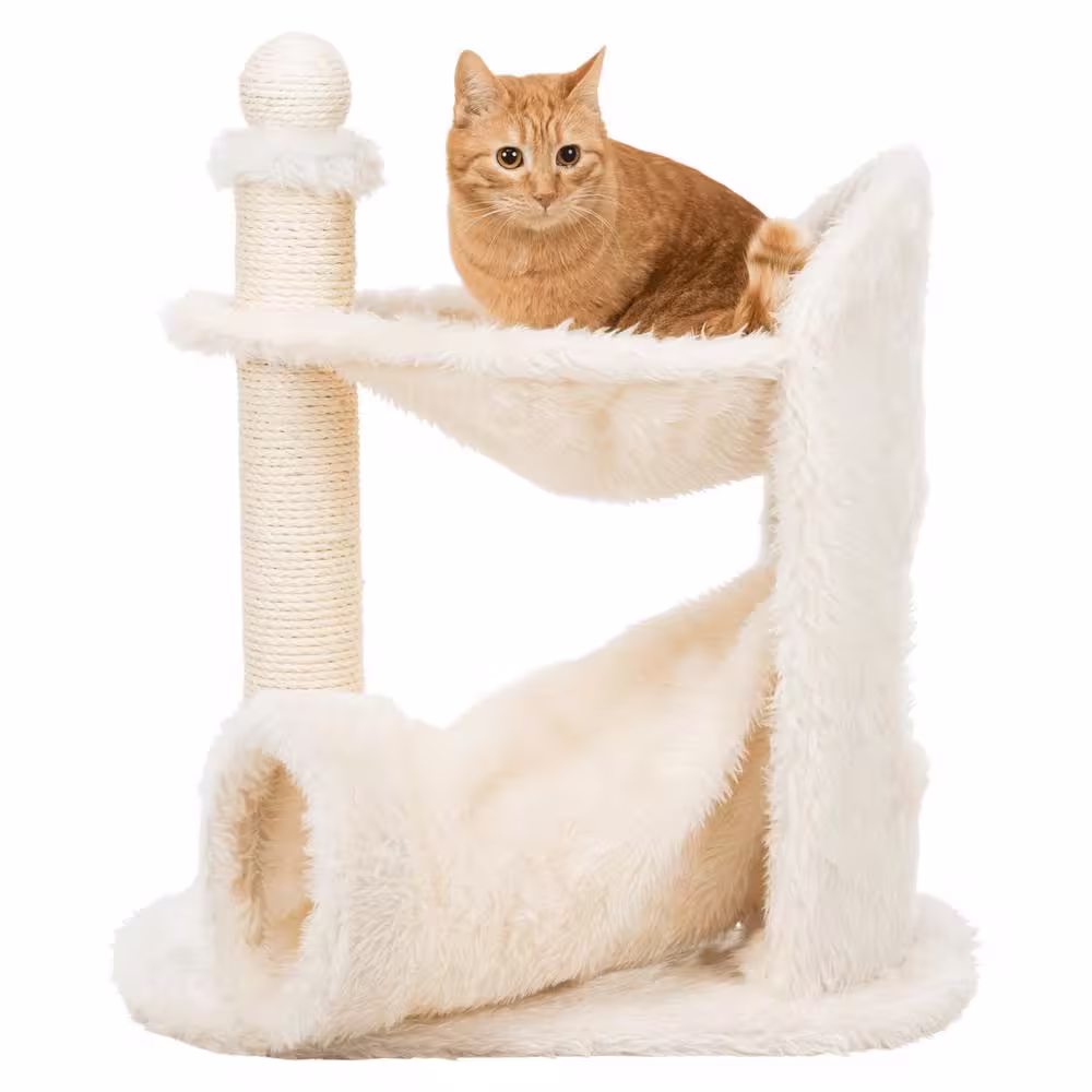 TRIXIE Baza Gandia Cat Tree with Tunnel and Hammock, Cream