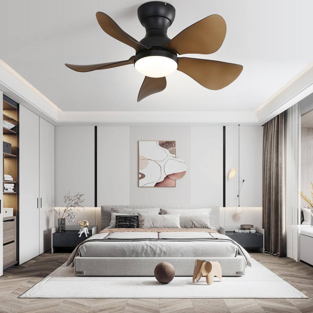 Sofucor 29 in. Small Indoor/Outdoor Modern Ceiling Fan with 6-Speed DC Remote Control and Reversible Motor(Black)