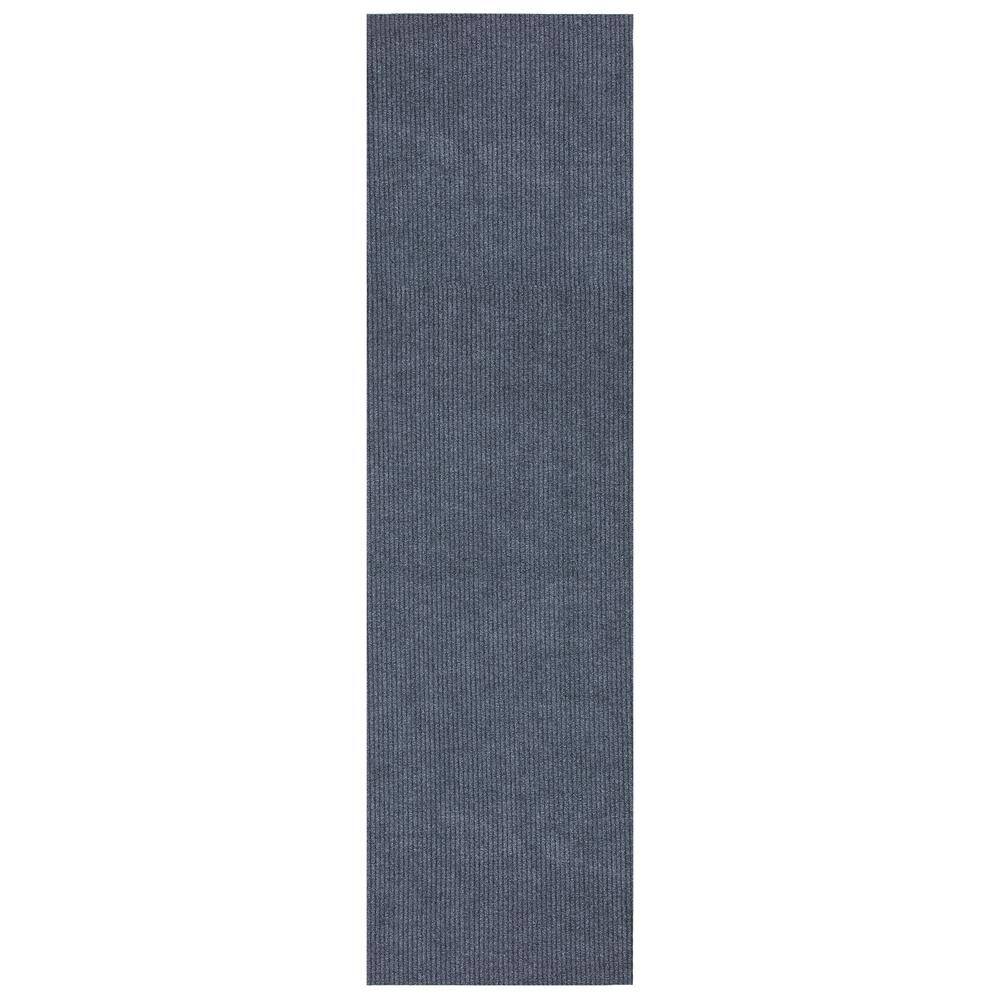 Sweet Home Stores Ribbed Waterproof Non-Slip Rubber Back Solid Runner Rug 2 ft. W x 8 ft. L Gray Polyester Garage Flooring