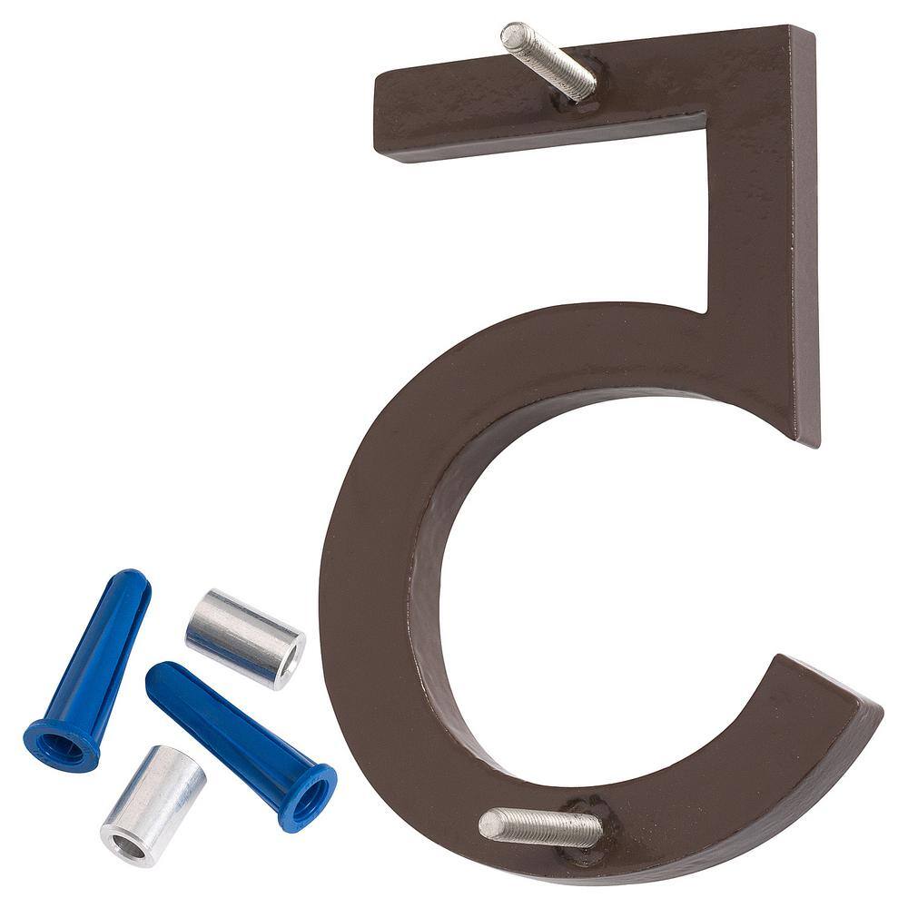 Montague Metal Products 4 in. Roman Bronze Aluminum Floating or Flat Modern House Number 5