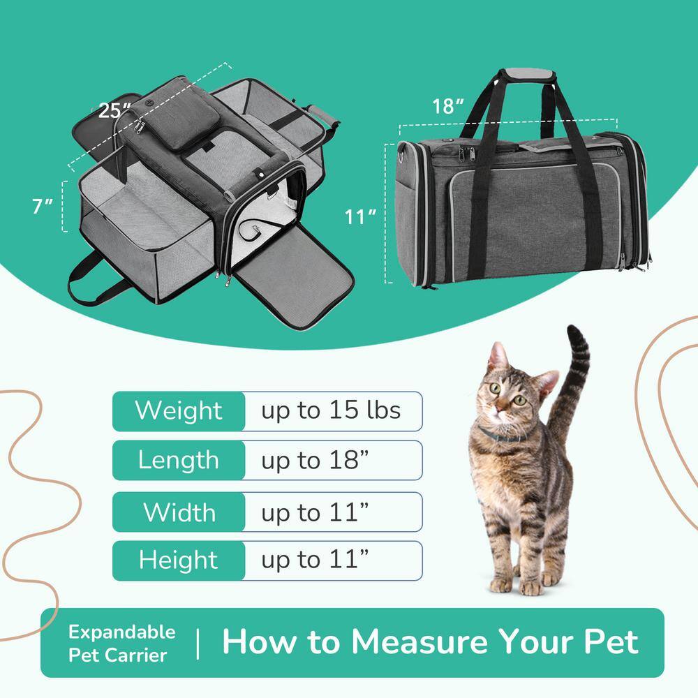 None Pet Carrier, Cat Carrier, Airline Approved 2 Sides Expandable, Soft Sided, Durable, Easy to Carry, and More Breathable