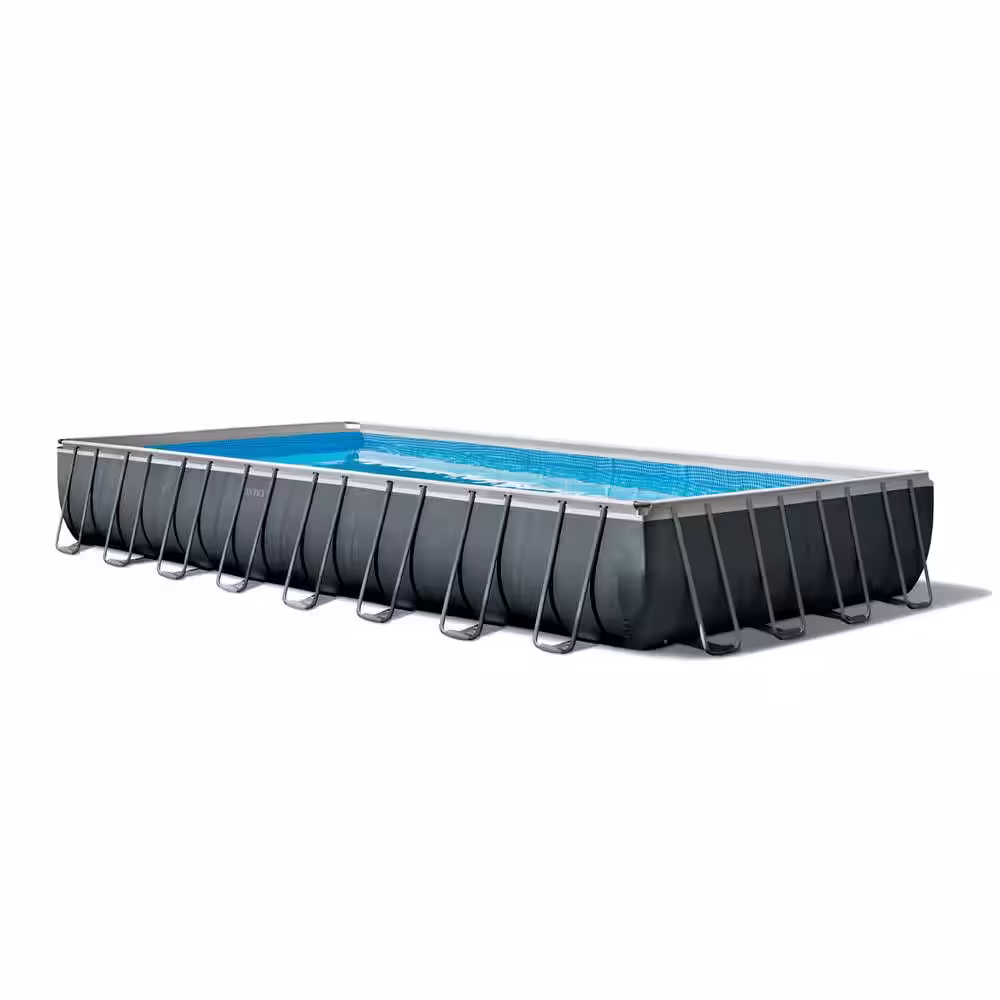 Intex 32 ft. x 16 ft. x 52 in. Ultra XTR Rectangular Above Ground Hard Side Swimming Pool Set, Gray