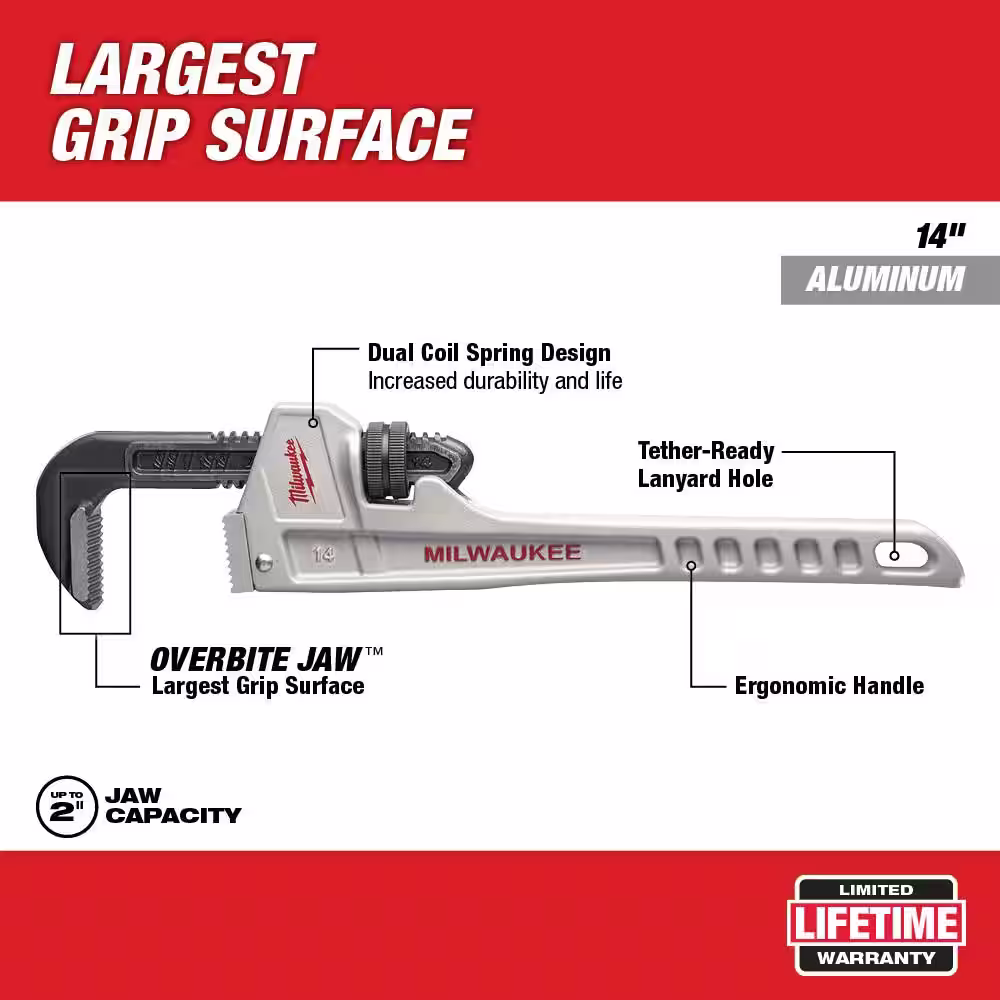 Milwaukee 14 in. Aluminum Pipe Wrench