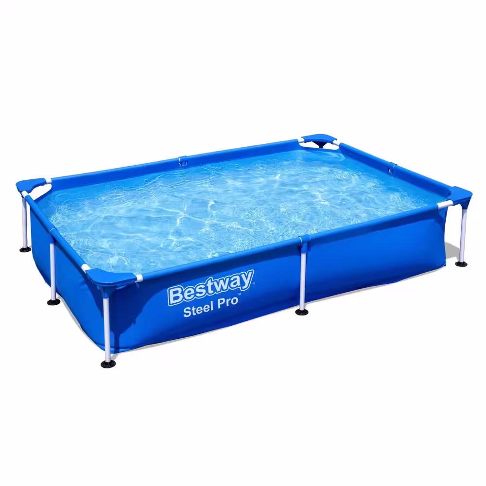 Bestway Pro 87 in. x 59 in. Rectangular 17 in. Deep Metal Frame Above Ground Pool
